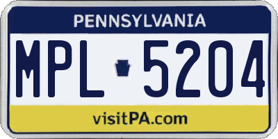 PA license plate MPL5204