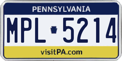 PA license plate MPL5214