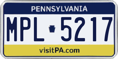 PA license plate MPL5217