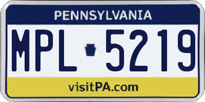 PA license plate MPL5219