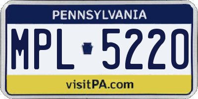 PA license plate MPL5220