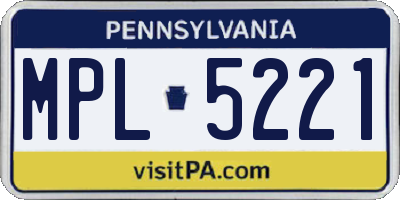 PA license plate MPL5221