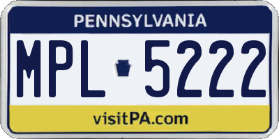 PA license plate MPL5222