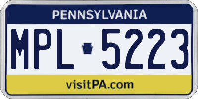 PA license plate MPL5223