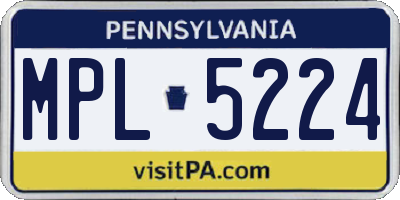 PA license plate MPL5224