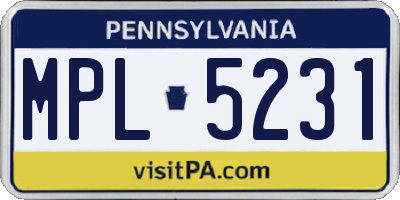 PA license plate MPL5231