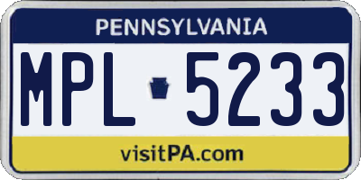 PA license plate MPL5233