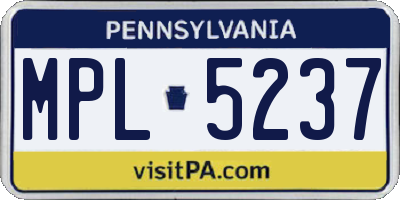 PA license plate MPL5237