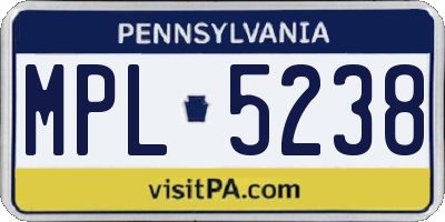 PA license plate MPL5238