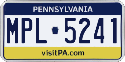 PA license plate MPL5241