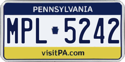 PA license plate MPL5242