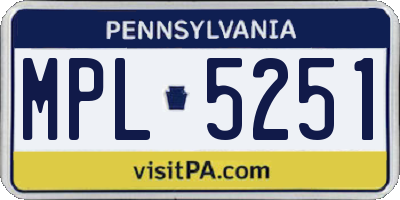 PA license plate MPL5251