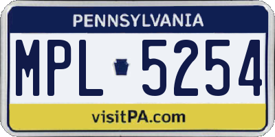 PA license plate MPL5254