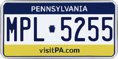 PA license plate MPL5255