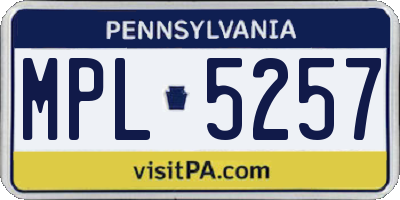 PA license plate MPL5257