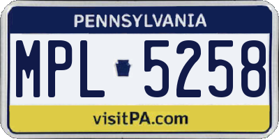 PA license plate MPL5258