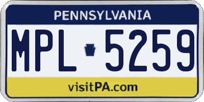 PA license plate MPL5259