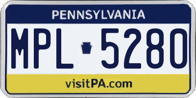 PA license plate MPL5280