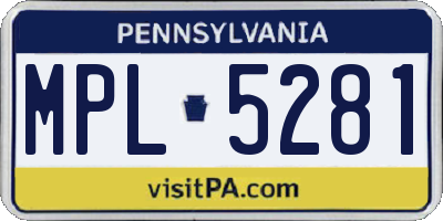 PA license plate MPL5281