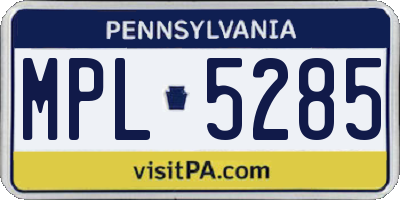 PA license plate MPL5285