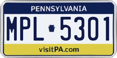 PA license plate MPL5301