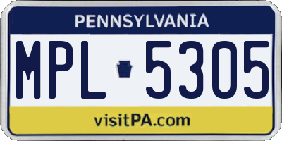 PA license plate MPL5305