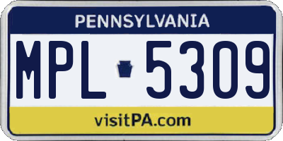 PA license plate MPL5309