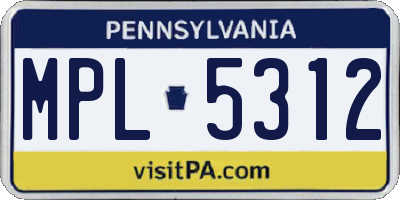 PA license plate MPL5312