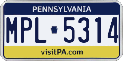 PA license plate MPL5314