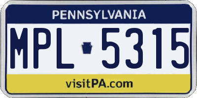 PA license plate MPL5315