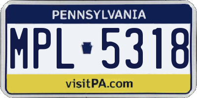 PA license plate MPL5318