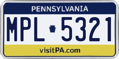 PA license plate MPL5321
