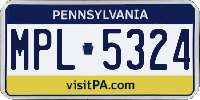 PA license plate MPL5324