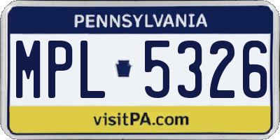 PA license plate MPL5326
