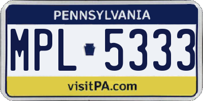 PA license plate MPL5333