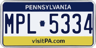 PA license plate MPL5334