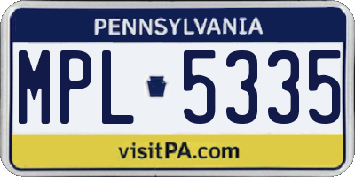 PA license plate MPL5335