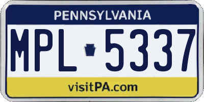 PA license plate MPL5337