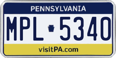 PA license plate MPL5340