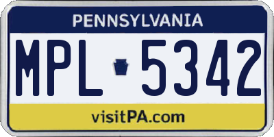 PA license plate MPL5342
