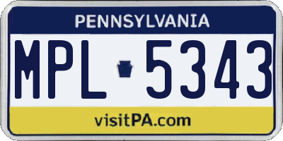 PA license plate MPL5343