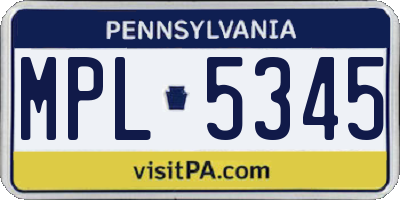 PA license plate MPL5345