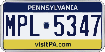 PA license plate MPL5347