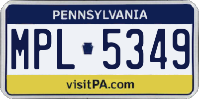 PA license plate MPL5349
