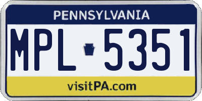 PA license plate MPL5351