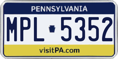 PA license plate MPL5352