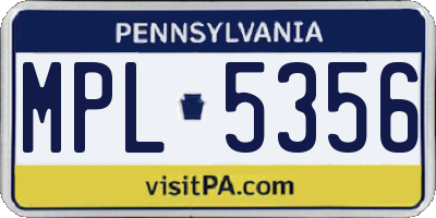 PA license plate MPL5356