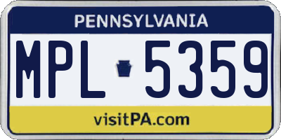 PA license plate MPL5359