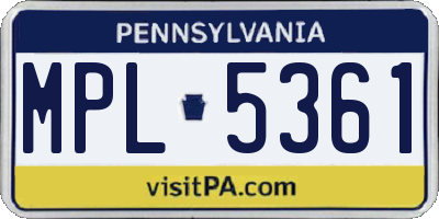 PA license plate MPL5361