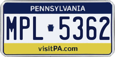 PA license plate MPL5362